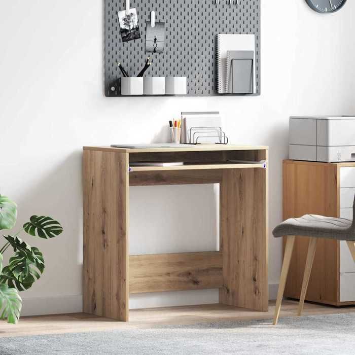 Bureau en bois dingénierie - vidaXL - 77 5 x 43 x 79 cm - Chêne artisanal - Marron - Étagères intégrées