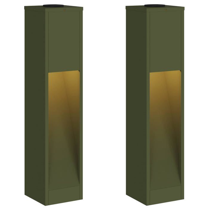 Lampadaire solaire LED - vidaXL - Vert Olive - 18x18x80 cm - Acier laminé à froid - Éclairage solaire - Blanc chaud