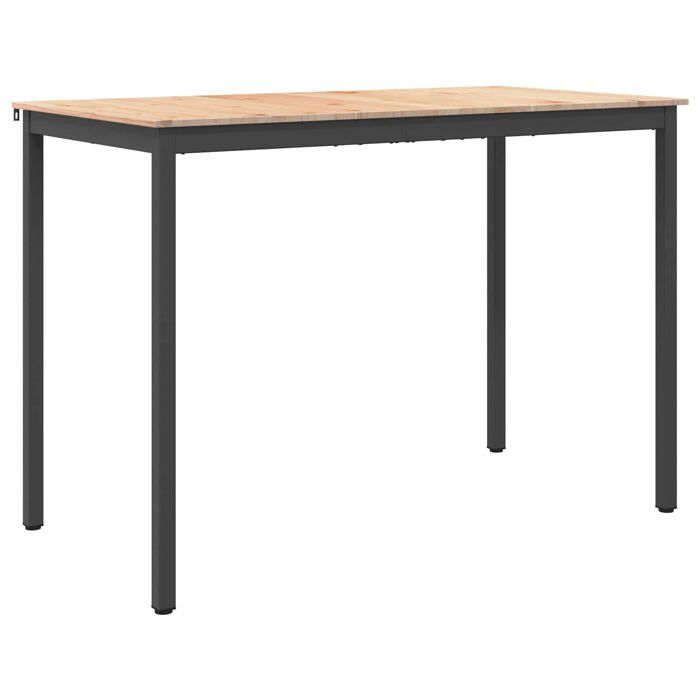Table de bar en bois de pin massif - vidaXL - Naturel - 150x80x105 cm - Poutre en H - Pieds en métal - Usage intérieur