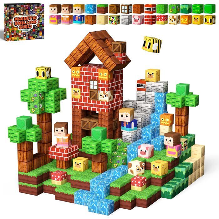 Blocs Magnétiques En Bois - Puzzle Tangram Éducatif - 170 Pièces Avec Cartes Modèles - Pour Développement Cognitif Enfants 4-8 Ans