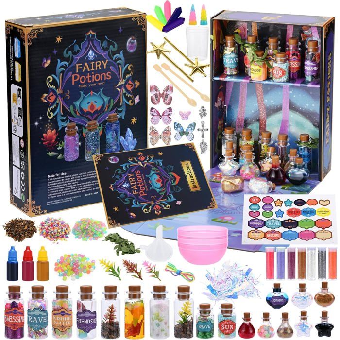Ulikey Kit Potion Magique – 22 Bouteilles, 9 Recettes – Pour Enfants 6-12 Ans – Cadeau Créatif Et éducatif