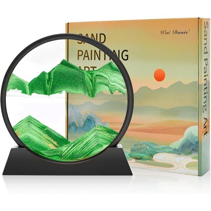Tableau De Sable 3D Rotatif – Paysage Changeant – Décoration Fluide Apaisante Pour Bureau Et Salon – Café, 7 Pouces