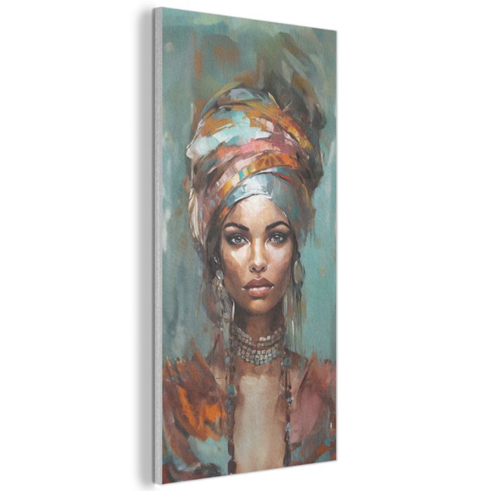 MuchoWow Peinture Acoustique Portrait Artistique de Femme avec Bijoux Bleu Gris