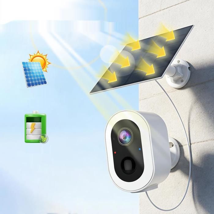 Caméra de surveillance solaire WiFi sans fil vision nocturne couleur détection humaine audio bidirectionnel étanche - vue 2