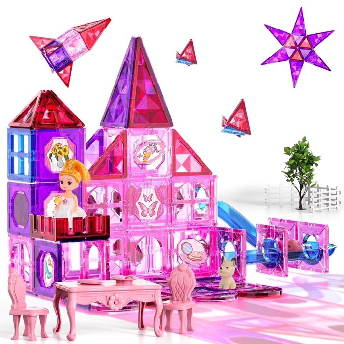 Jeu de construction magnétique Princesse 111pcs Jouet éducatif Stimule créativité et logique cadeau idéal garçons et filles