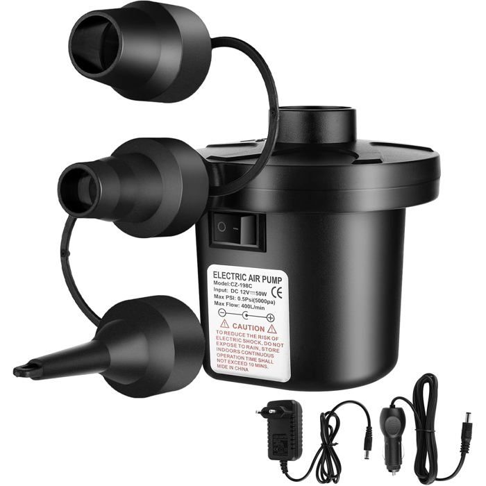 Gonfleur électrique 240V 130W pompe à air 3 buses matelas gonflable camping pataugeoire sofa et anneaux de natation