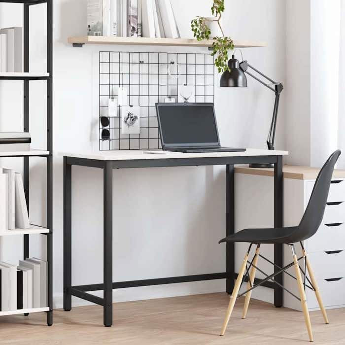 1 Parcel - MEUBLE - table Blanc 100x50x77 cm Bois dingénierie et acier_2 ans garantie_02_11448