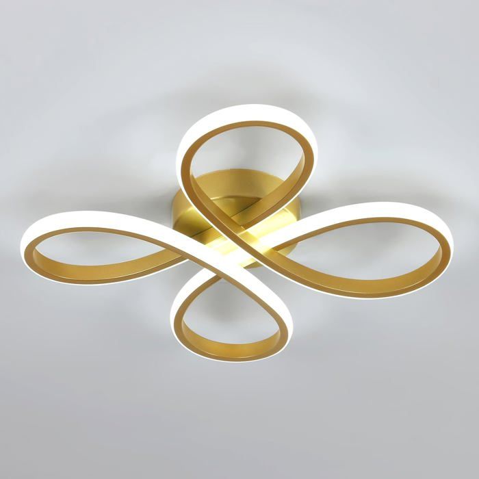 LED Ceiling Light in Acrylic Gold Floral Design Lamp for Bedroom Living Room Kitchen Neutral 4500K