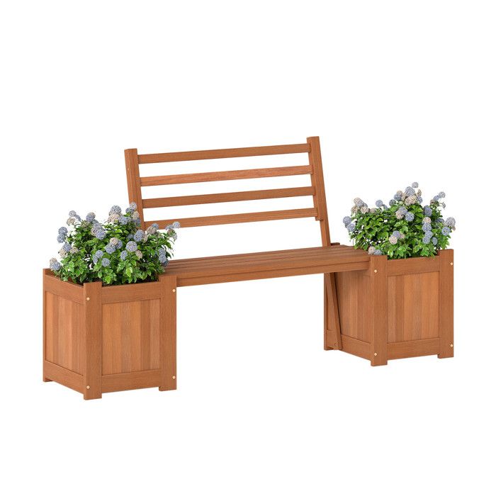 Bladez - Combo 2-en-1 jardinière avec banc et dossier bac à fleurs en bois pour jardin balcon ou terrasse