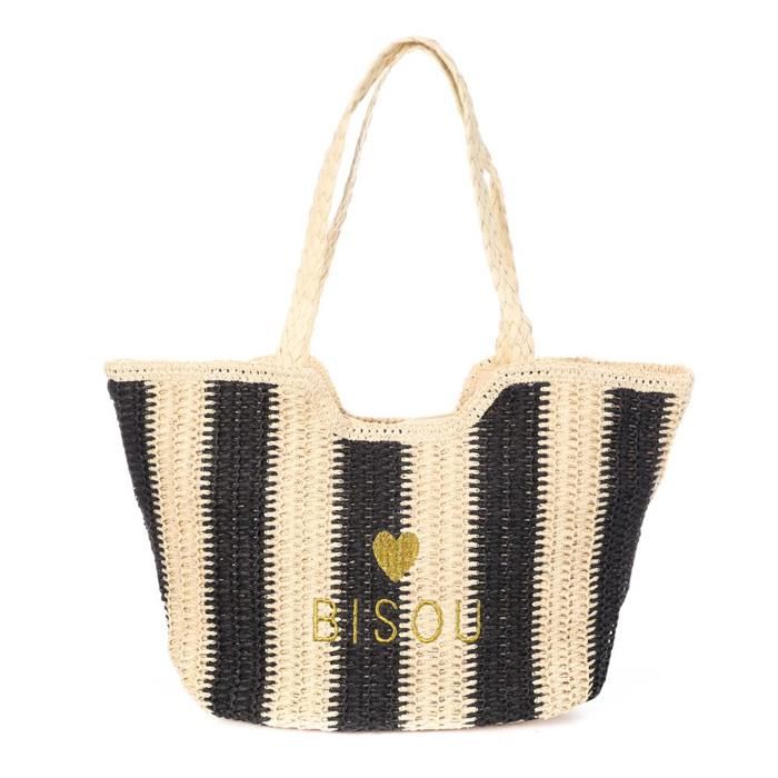Sac de Plage Naturel/Noir Femme Gérard Pasquier