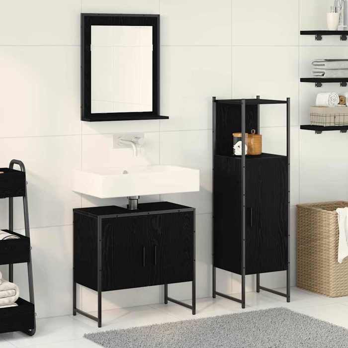 Magnifique Meubles de salle de bain 3 pc Noir - Résistance à lhumidité &3239