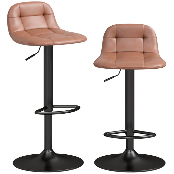 Lot de 2 Tabourets de Bar en Cuir PU Marron Foncé Style Rétro Industriel Hauteur Réglable Pivotant 360° -98 cm 40x41 5x76 98cm