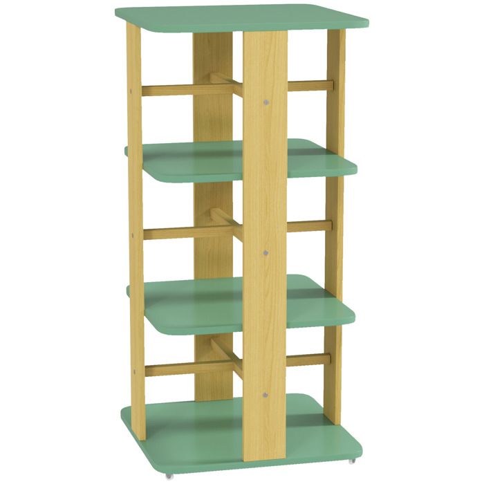Bibliothèque enfant - étagère à livres 3 niveaux sur roulettes - coin lecture enfant - 48 x 48 x 99 5 cm - Vert