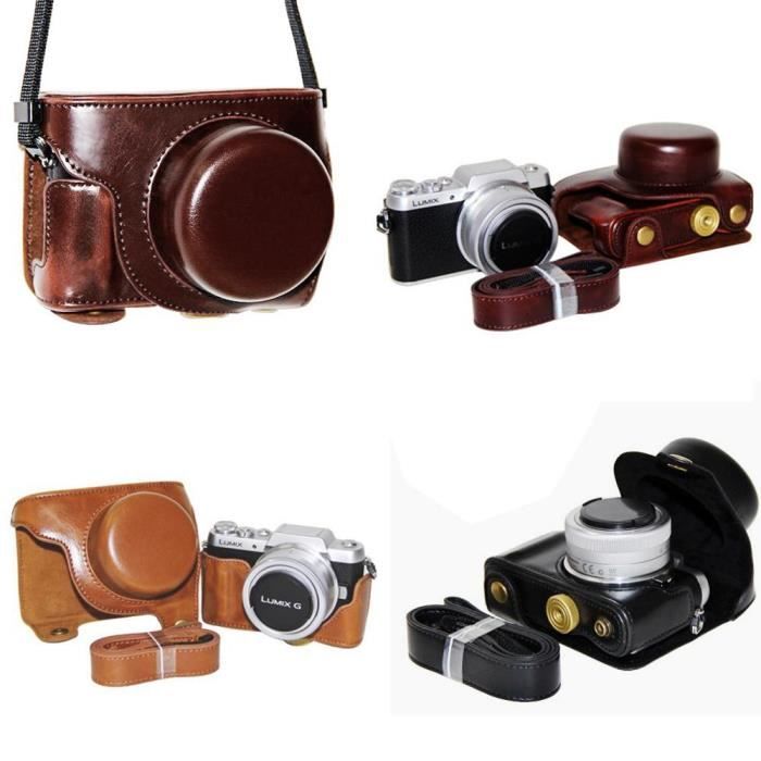 Brun - Étui pour appareil photo numérique Panasonic Lumix, housse complète en cuir PU à ajustement précis, po