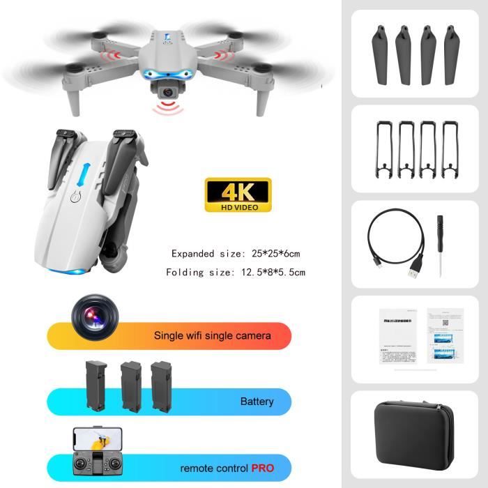 Funfob Pro Drone 4K HD Pliable – Hauteur Télécommandée – 3 Batteries – Caméra Grand Angle – Cadeau Pour Enfants