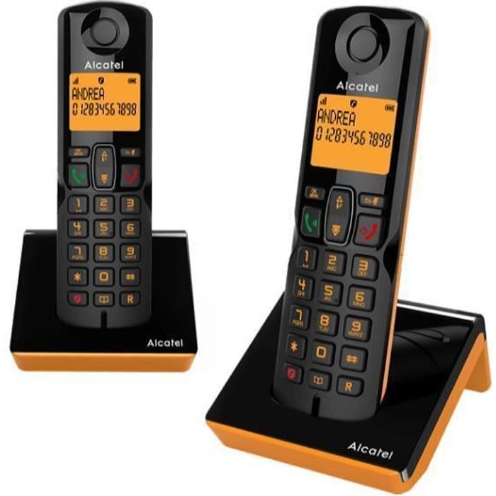 TÉLÉPHONIE, Téléphones, Téléphone sans fil, Alcatel S280 Duo Ewe Noir/orange Caractéristiques sans fil Ouais Mains libres Ouais