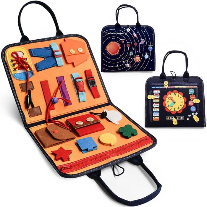 Busy Board Montessori En Feutre – Jouet Sensoriel Pour Enfants 1-4 Ans, 6 Pages D'activités (lettres, Chiffres, Formes…)