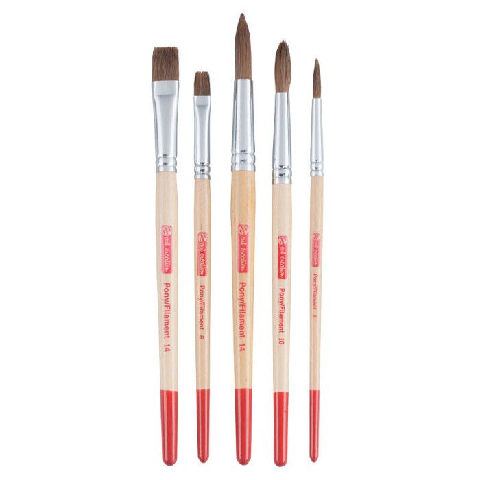 Set De 10 Pinceaux TSI - Tailles 2 à 20 - Poils Soie Qualité - Manche Naturel - Virole Aluminium - Idéal Loisirs