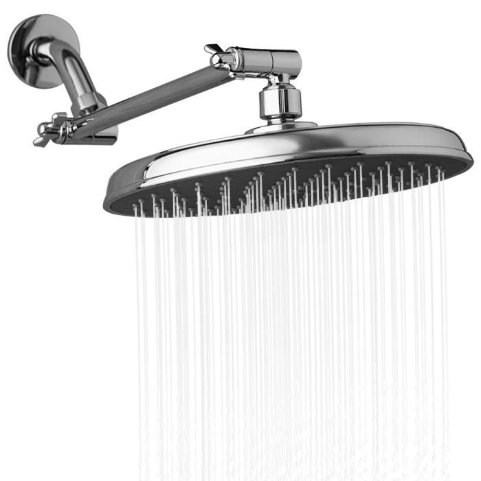 pomme de douche a effet de pluie rond pomme de douche a effet de pluie rond de 9 po avec extension de bras de douche a angle regla 8 cdiscount jardin