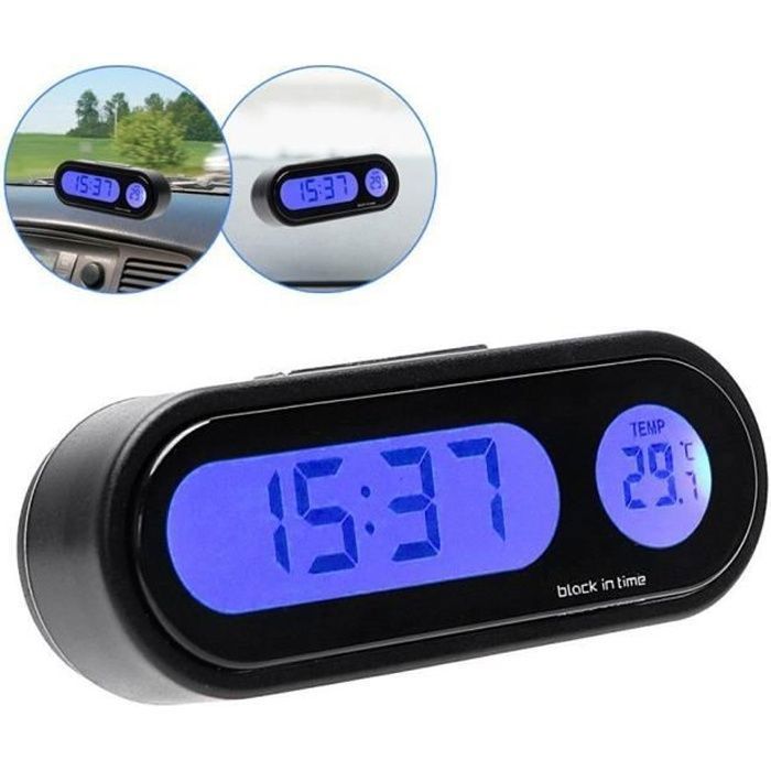 Mini Horloge Electronique Thermomètre Montre de Voiture Tableau de Bord LED  Lumineux Affichage Numérique