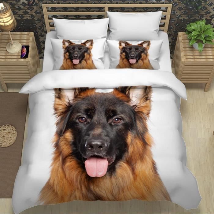 Housse De Couette 200x200 Cm Avec Motif Chien Mignon - Parure Lit 3 Pièces Microfibre Douce - 9