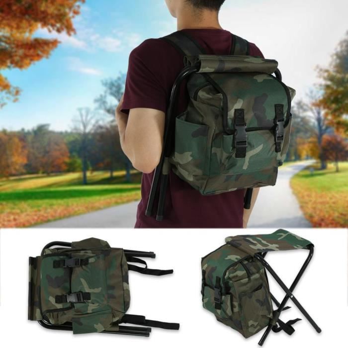 Siège portable pliable de pêche de camping extérieur avec sac de rangement---AIM