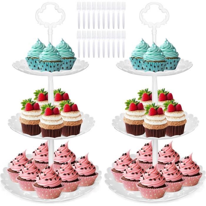 Intirilife Présentoir à Gâteaux 3 Étages Porcelaine - Etagère Service Gâteaux Muffins Fruits
