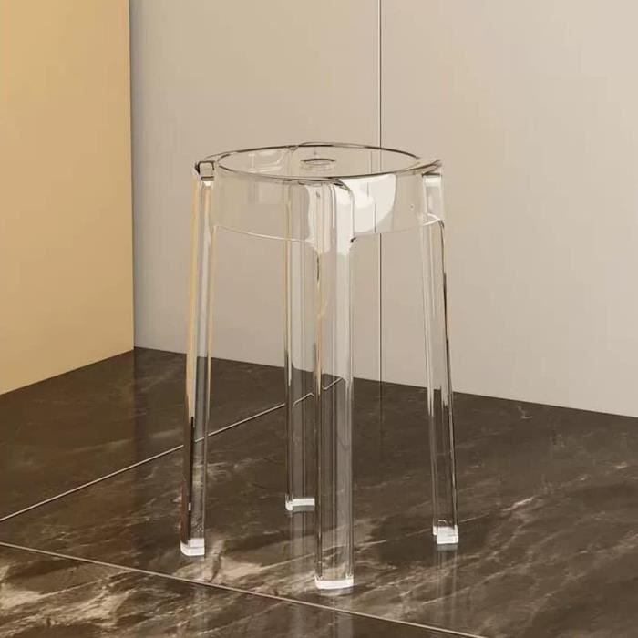 tabouret transparent tabourets hauts empilables, tabouret de café en acrylique 46cm, pour famille, salon (color : clear)