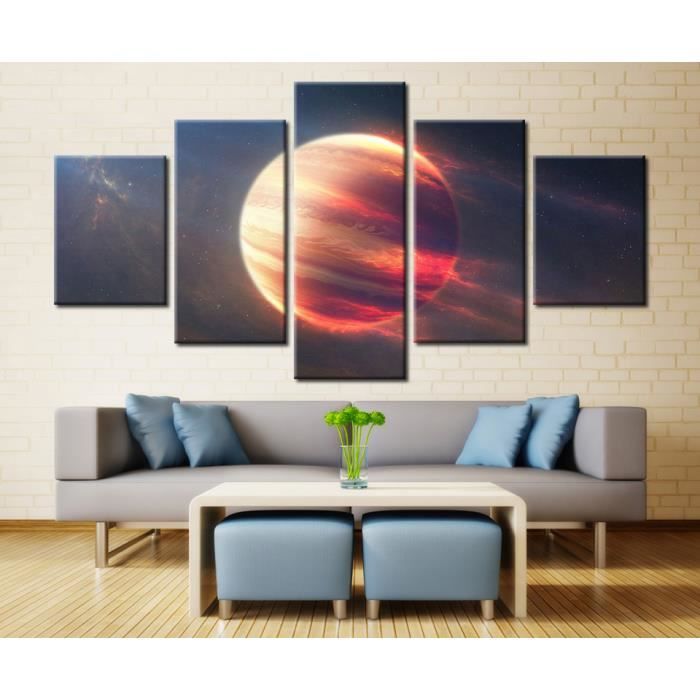 5 Panneaux Espace Exterieur Mars Planete Toile Peinture Pour Salon
