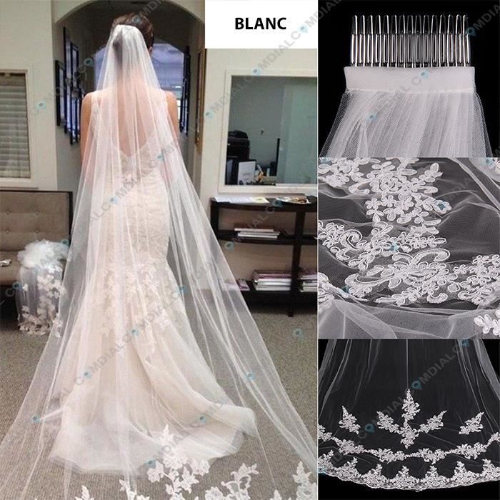 Voile pour robe de mariée BLANC L:3M - Achat / Vente robe de cérémonie