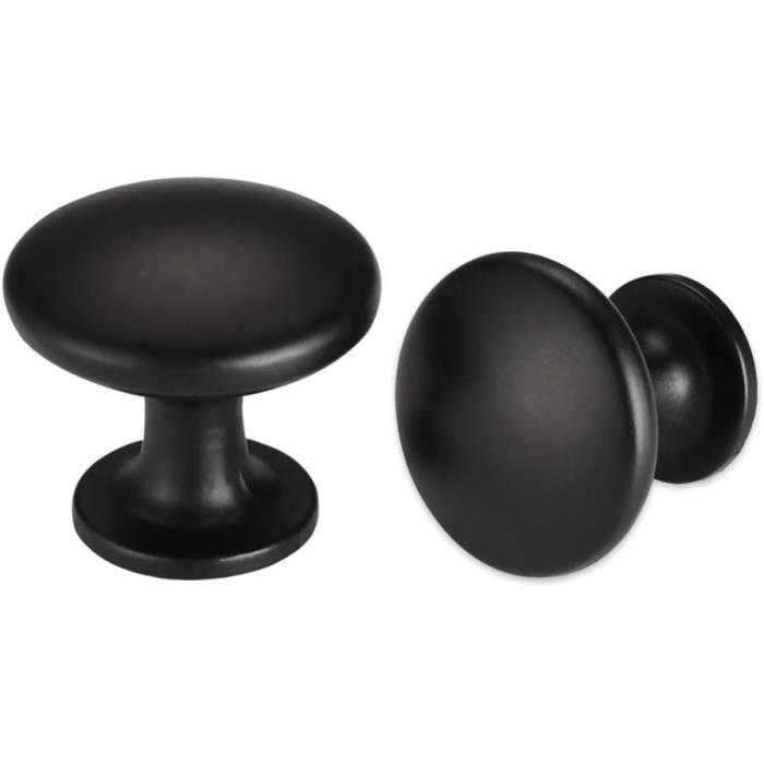 20 Unités Bouton de Meuble Noir Boutons de Meuble Ronds Bouton
