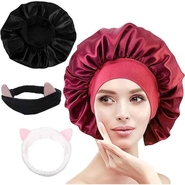 Bonnet de cheveux en Satin de soie réversible, Double couche, bande de  confort Durable pour femmes, cheveux bouclés, maquillage de sommeil, soins  de la peau
