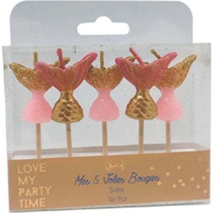 Bougie Anniversaire Sirène Rose
