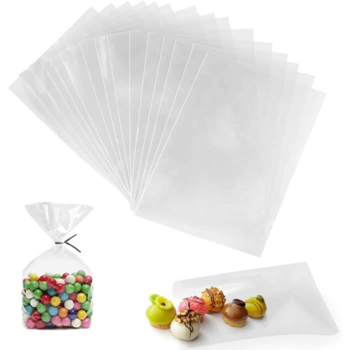 Sachet Bonbon, 200 Pièces Sachets Transparents pour Biscuits, 15x20cm