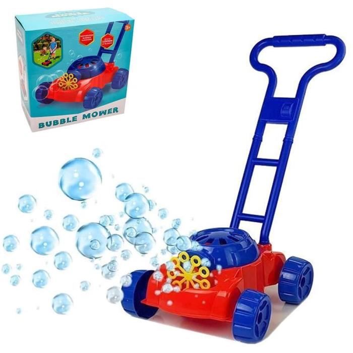 Tondeuse à gazon à pousser jouet à bulles Machine à tondeuse à gazon Jouet de jardin Machine à fabriquer des bulles automatique pour enfants et tout-petits 