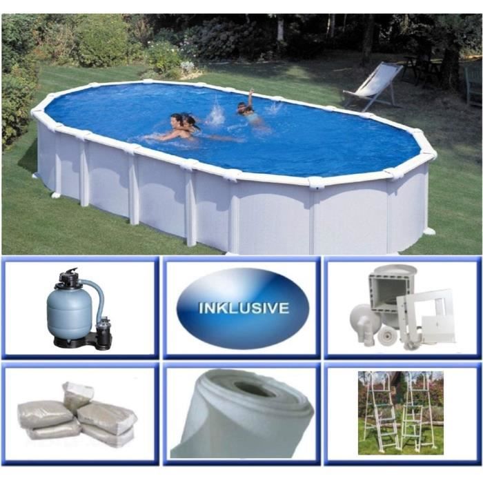piscines integrees gre m286664 piscine ovale en acier blanche haiti kitprov6188 137548 cdiscount jardin