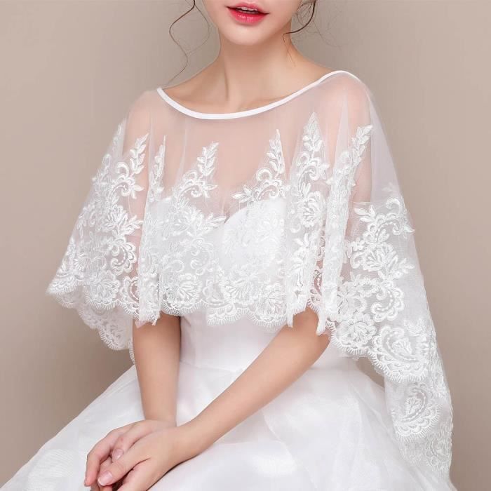 Cape de mariage en Tulle ivoire pour femmes elegante Vintage chale de plage formel haut bas soiree bal A4296B3 Cdiscount Pret a Porter