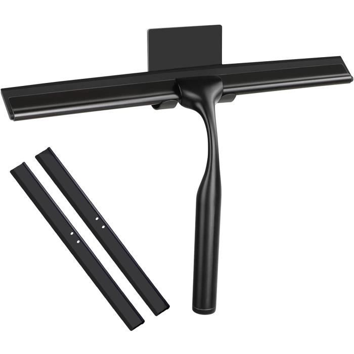 Raclette de douche en acier inoxydable Raclette de fenêtre avec 2 lèvres de nettoyage en