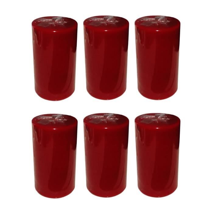 Lot de 2 Red Collumino/® 70/ heures Bougies pilier solide Couleur Taille 10/ x 7/ cm