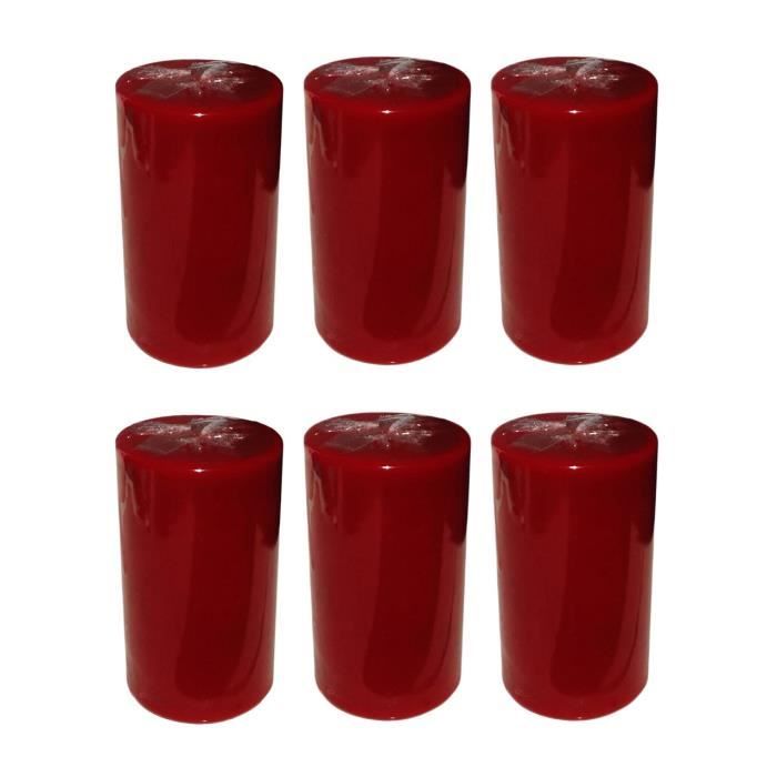 Lot de 2 Red Collumino/® 70/ heures Bougies pilier solide Couleur Taille 10/ x 7/ cm