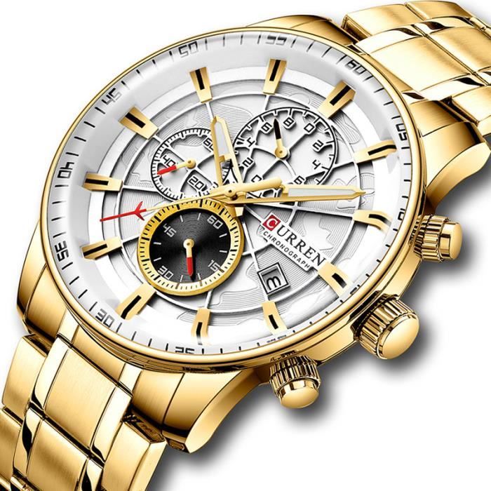 Montre Hommes Top Marque De Luxe LINGYUE Sport Étanche Quartz Montres Hommes Chronographe Date Mâle Montre - Or