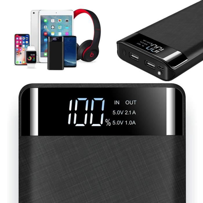 50000mAh Batterie externe Ecran LCD Batterie portable 2USB pour tous les téléphones mobiles (Noir)