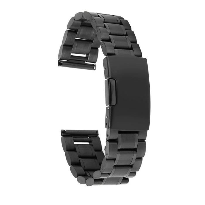 24mm Bracelet en acier inoxydable avec 2 pièces barres de ressort (Noir) ,  - Achat/vente bracelet de montre Mixte Adulte Noir Acier - Cdiscount
