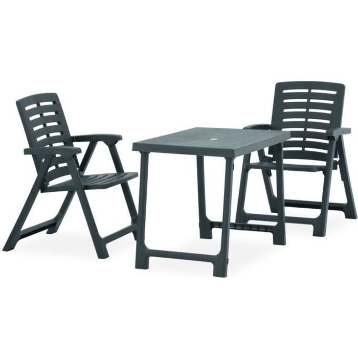 Mobilier de Jardin fer Bistroset 1 table 2 chaises pliantes Antik banquette robuste