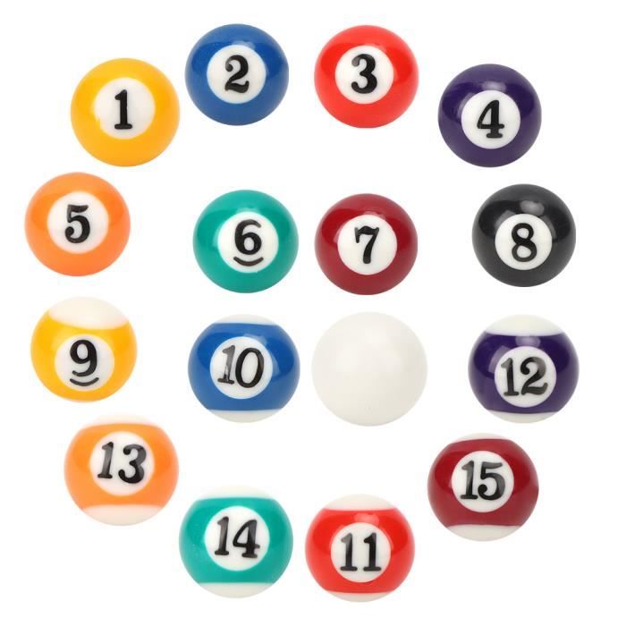 Set De 16 Boules De Billard 38 Mm | Résine Polyester, Légères | Pour Mini Table De Billard, Jouet Enfants