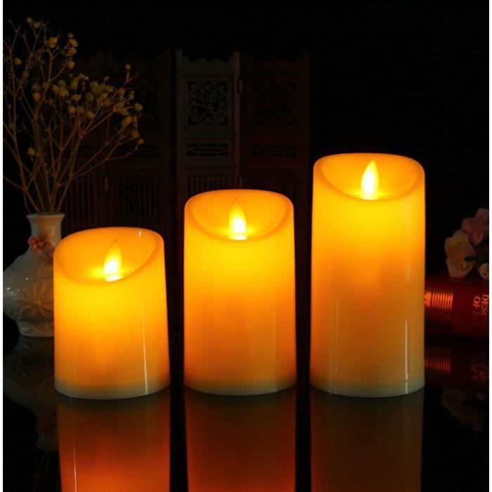 3 jolies bougies led chauffe-plats à piles
