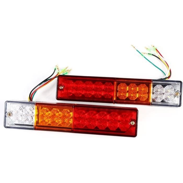 Feux de Remorque LED, 12V Feu Arriere pour Remorque 2PCS remorque Voiture Feu de Freinage Réflecteur Rond LED Feu de Gabarit LED pour Camion de Moto Automobile (Blanc,2pcs