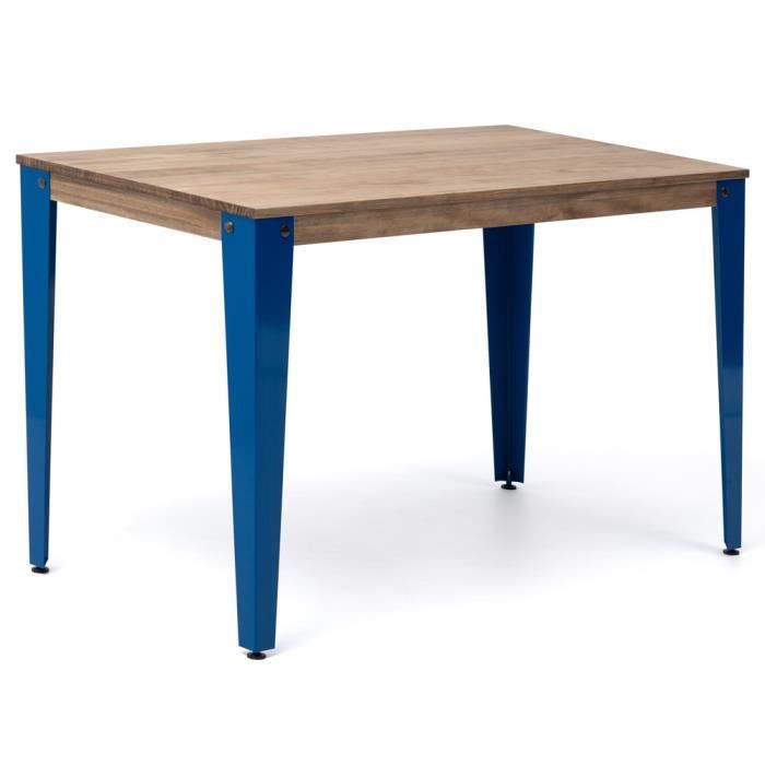 table salle à manger lunds - box furniture - 60x110x75cm - bleu - industriel vintage
