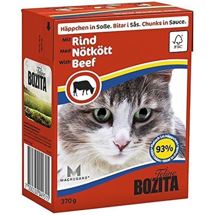 Aliment humide pour chat - BOZITA - Bozita Cat Tetra Recard - Pâtée en sauce - Bœuf - 370g