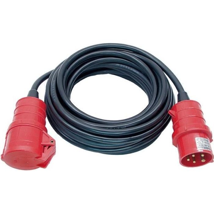 Brennenstuhl Rallonge électrique CEE 10m de câble (IP44, 32A/415V, 5 pôles,  Fabrication Française) Noire 1167971 Rouge : : High-Tech